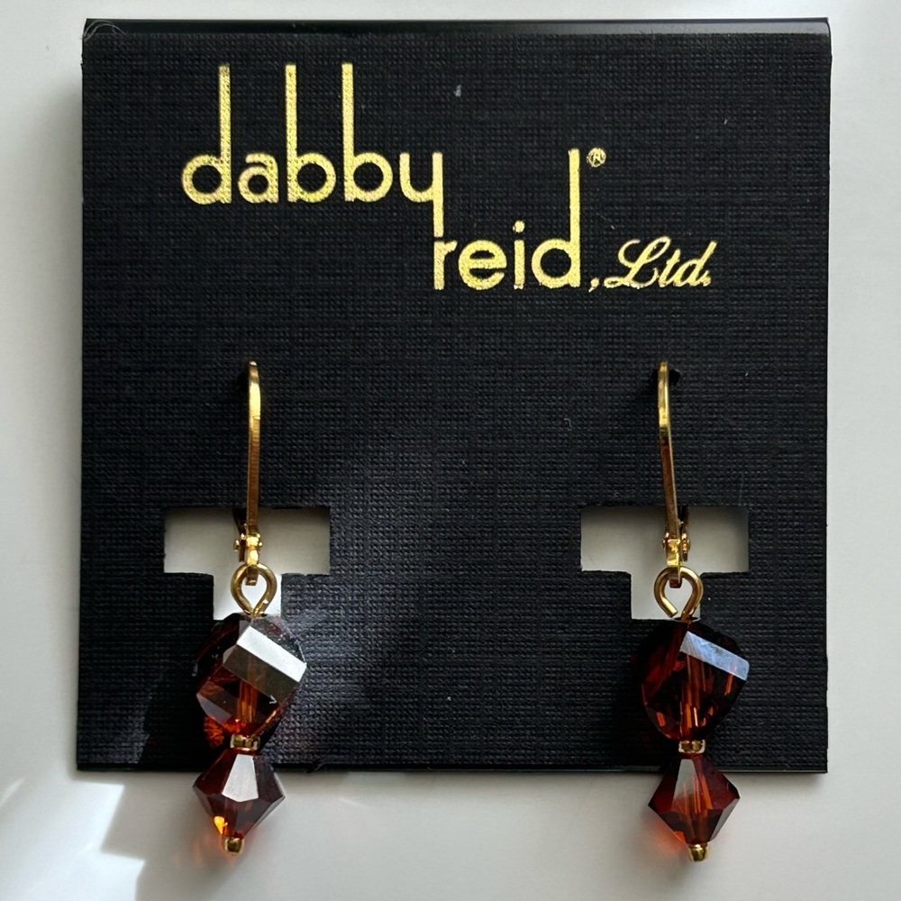 Dabby Reid Nordstrom earrings leverback yellow gold amber crystal NEW